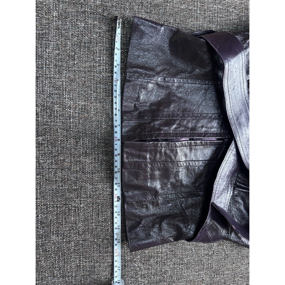 Arden B Y2K 100% Leather Eggplant Purple Corset Vest Medium Belted Cap Sleeve EC - Picture 8 of 9